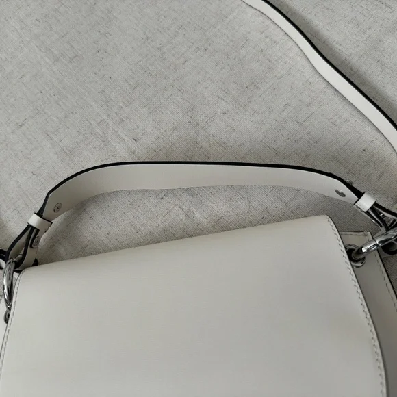 Ganni Banner Saddle Leather Off-White Crossbody Bag | One Size - Picture 14 of 17